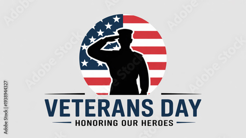 Veterans day honoring heroes american flag soldier salute
