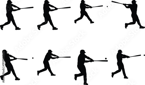 Dynamic silhouette of a baseball batter swinging a bat, frozen in time to show the powerful athletic motion of a crucial game moment.