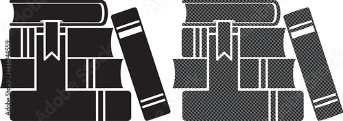 Abstract geometric composition of stylized books forming a dynamic architectural shape