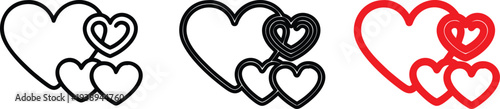Heart Shapes Collection Various Styles Outline and Filled Red Vector