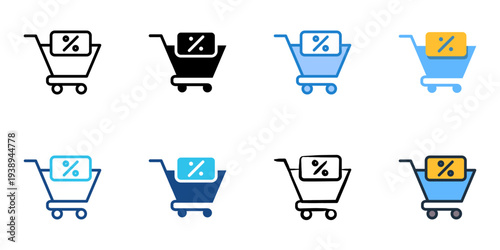 Sales tax icons set multiple style collection. Editable stroke 
