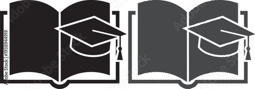 Illustration of graduation and education with open books and caps