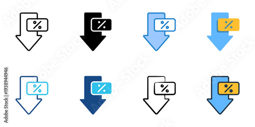 Tax credit icons set multiple style collection. Editable stroke 
