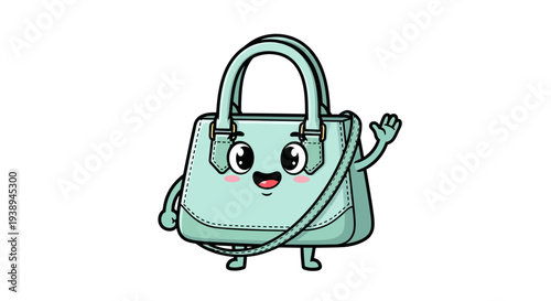 Cute Cartoon Handbag with Arms and Smiling Face