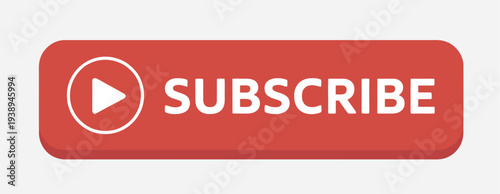 Subscribe button with play icon, showcasing interactive vector elements for digital interfaces, social media, and video platform call-to-action designs.