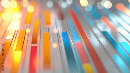 Abstract Market Analysis with Colorful Data Charts and Soft Bokeh Lights
