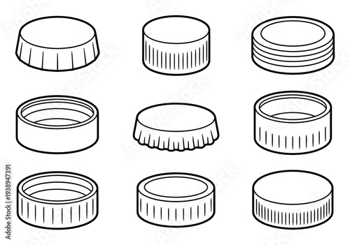 Collection of Bottle Cap in Black and White