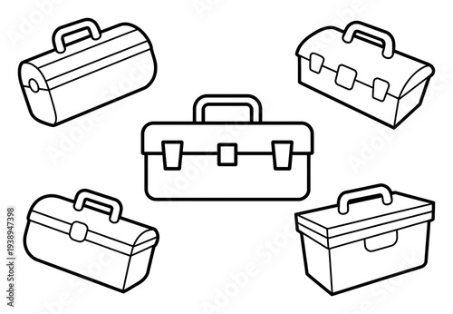 Collection of five different toolbox outlines