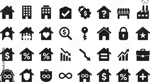 Set of 30 finance and real estate icons vector
