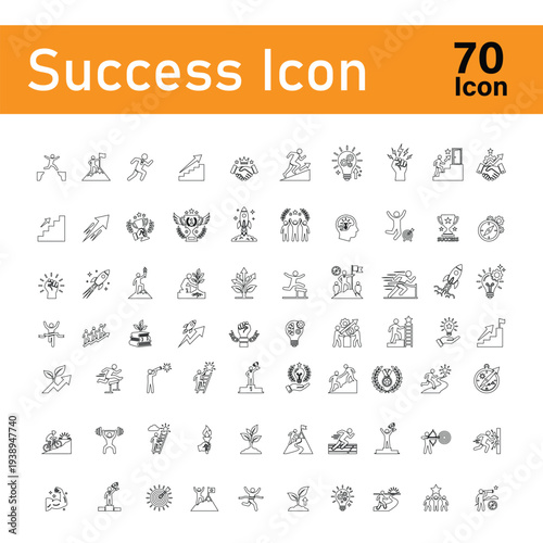 Diverse Success Icons: Achievement, Goals, Motivation, and Growth
