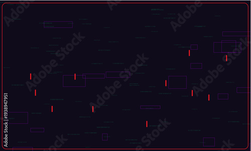 Cyber Security Data Interface Background with Binary Code HUD Frame and Neon Glitch Elements.
