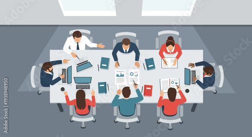 Business Meeting with Colleagues Around Table.