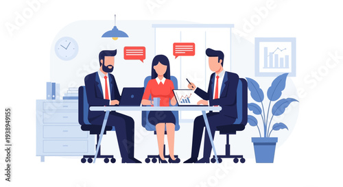 Business Professionals in Office Meeting Discussion.