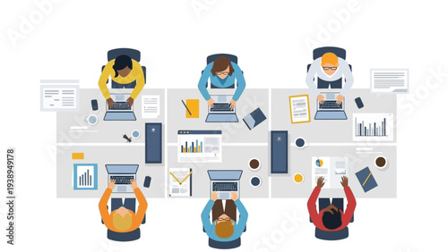 People Working on Computers in Office Setting.