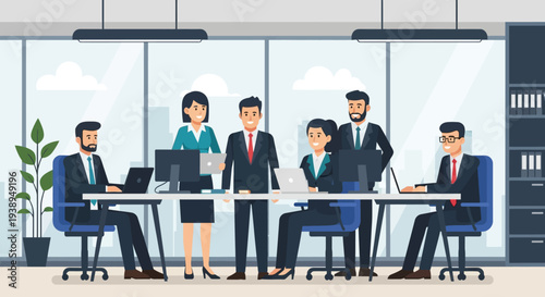 Business Professionals Working Together in Meeting Room.