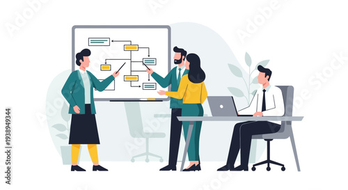 Three Business Professionals Discussing Project Plan.