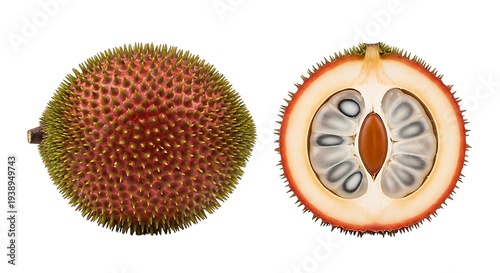 Durian Fruit, Whole and Cut, Exotic Tropical