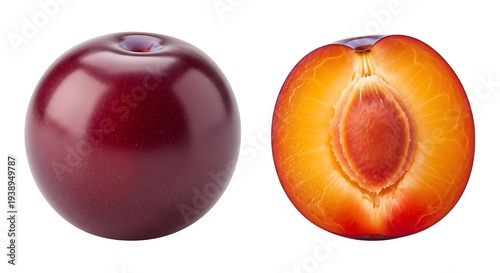 Fresh Plums, Whole and Halved