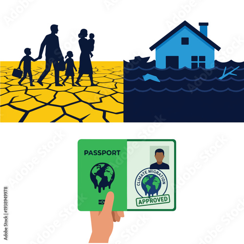 Climate Refugee Migration and Global Warming Crisis Set