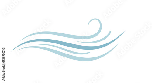 Abstract Blue Swirls Representing Wind or Flowing Water on White Background