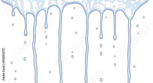 Abstract Blue Water Drips and Splashes on White Background