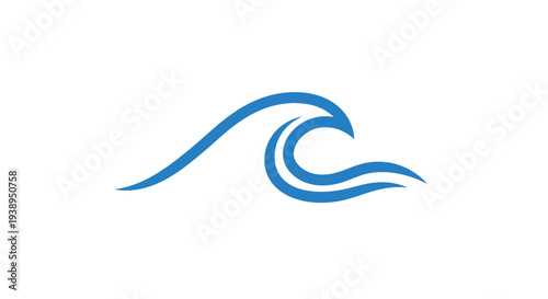 Abstract Blue Wave Icon and Symbol. Ocean, Sea, Water Splash, Surf, Flowing Element for Design