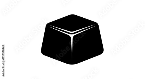 Abstract Black Cube with Light Reflections on White Background, Minimalist 3D Rendering