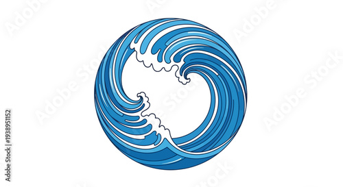 Abstract Blue Circular Wave Swirl Graphic Design