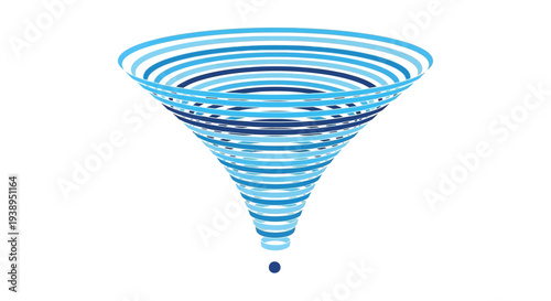 Abstract Blue Funnel Vortex with Droplet - Concept of Flow, Transformation, and Data Filtering