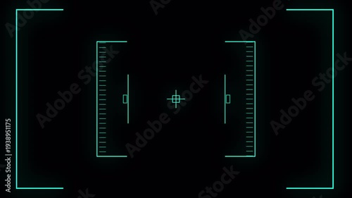 Green HUD Square Crosshair Targeting Frame Futuristic Tech Aim Interface Center Reticle Side Scale Markers Alpha Channel Transparent Background Futuristic HUD Overlay 4K Animation