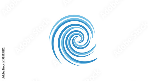 Abstract Blue Swirl Wave Pattern, Dynamic Spiral Motion, Fluid Energy