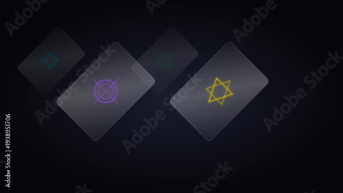 Wallpaper Mural Abstract Transparent Cards with Various Symbols Floating Torontodigital.ca