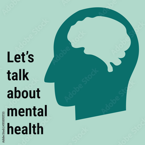 Mental Health Awareness Profile Illustration with Brain Symbol