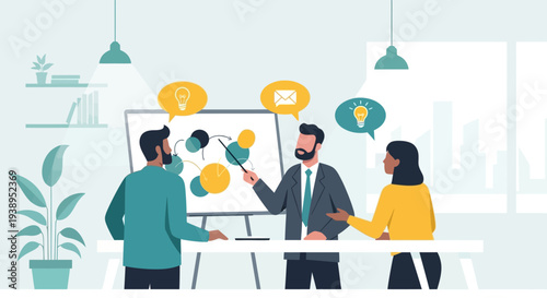 Business Professionals Discussing Ideas on Whiteboard.