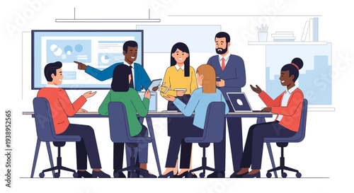 Diverse Business Team Meeting Around Table.