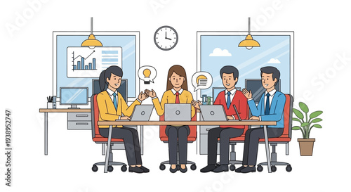 Business Professionals Working Together at Office.