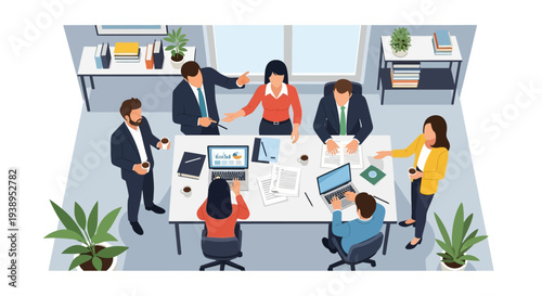 Diverse Team Collaborating Around Office Table.