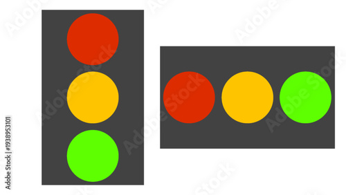 Traffic Light Set With Red Yellow And Green Signals In Vertical And Horizontal Layouts