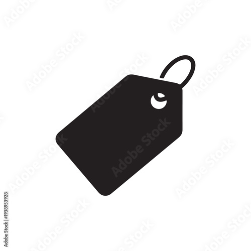 Black tag with a loop  blank label for identification or marking purposes  isolated on white background