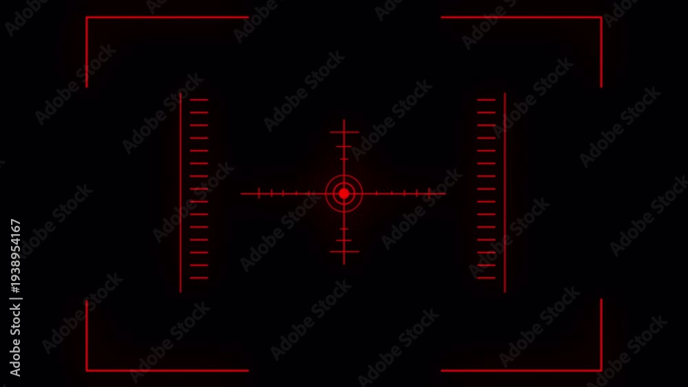 Red HUD Square Crosshair Targeting Interface Center Aim Reticle Side ...