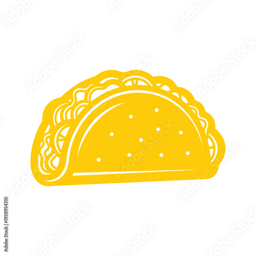 Yellow Taco Illustration with White Details.