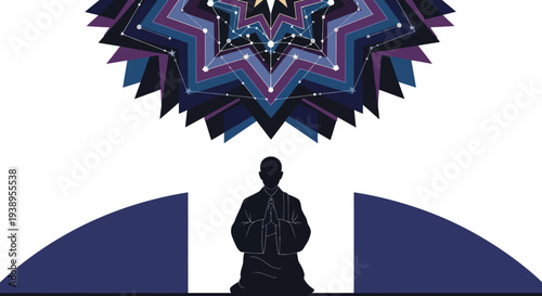 Zen Meditation Silhouette with Abstract Mandala