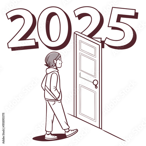 Person walks toward bright future represented by.