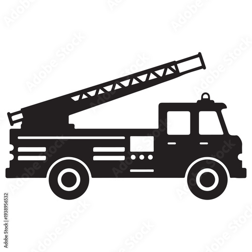 Fire truck with ladder extended  emergency vehicle  rescue truck  fire department  transportation