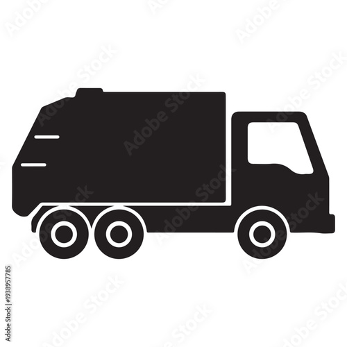 Large delivery truck with three wheels on right side view  simple vehicle illustration
