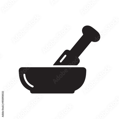 Mortar and pestle kitchen tool for mixing and grinding food ingredients  cooking utensil