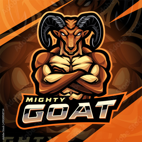 Mighty goat esport mascot logo design