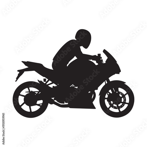 Silhouette of a person riding a motorcycle bike on a road  motorbike  vehicle