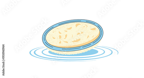Oval-shaped textured soap bar floats above blue water ripples in a clean and refreshing hygiene-themed vector illustration for a clean lifestyle.