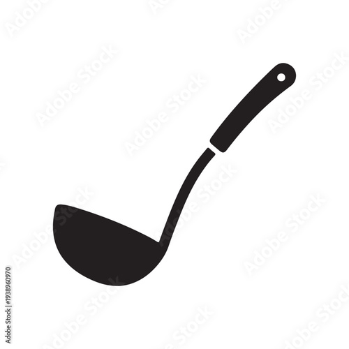 Simple black ladle with handle and hole for hanging  kitchen utensil for scooping and pouring